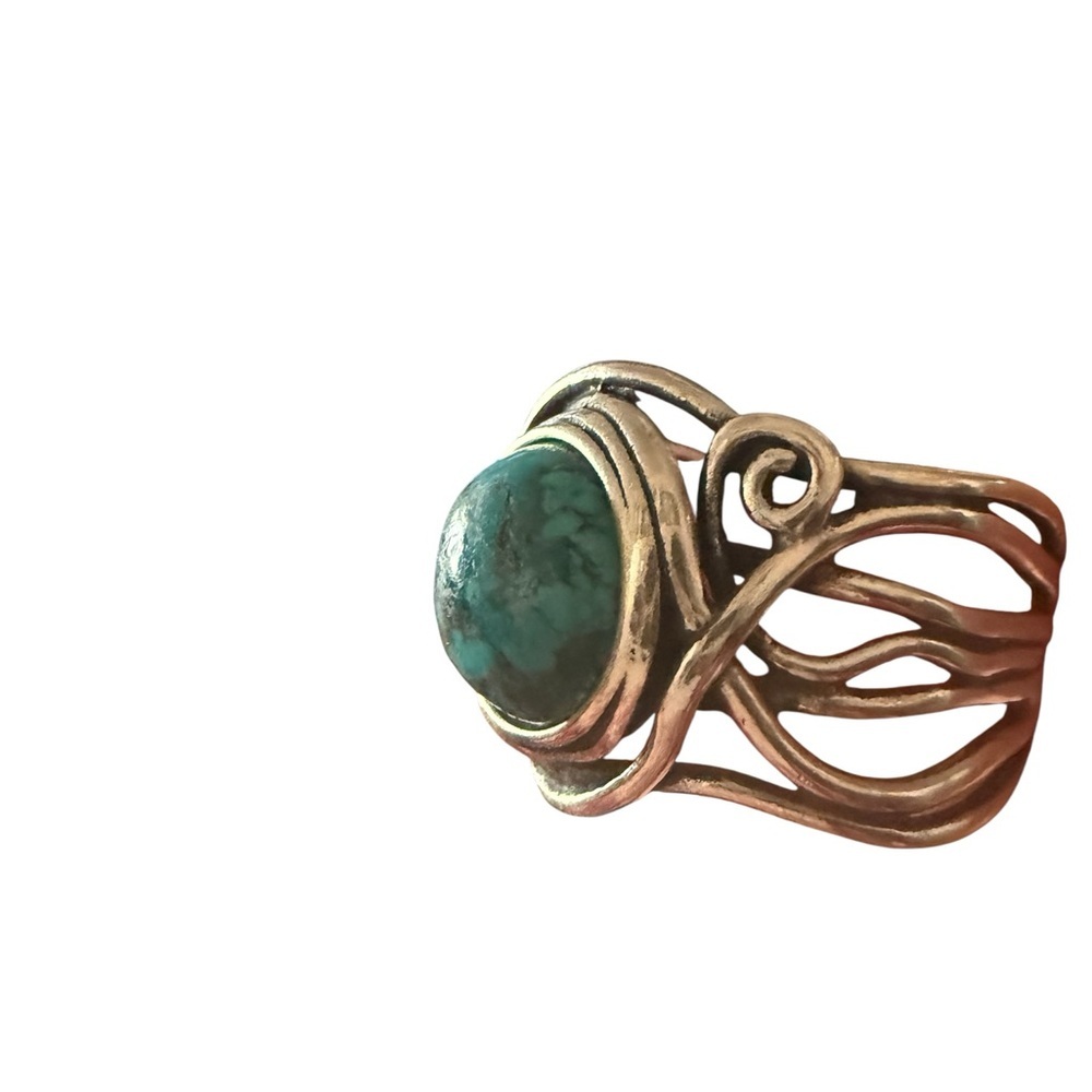 Vintage Didae 925 Israel Sterling Silver Genuine Turquoise Statement Ring - Picture 7 of 11